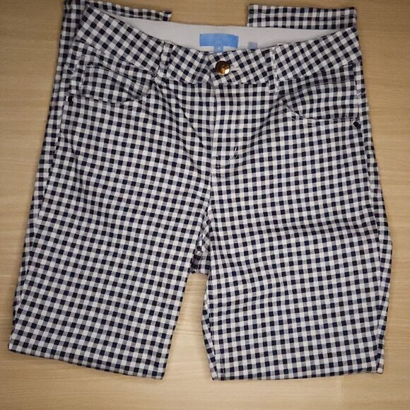 Draper James RSVP  Blue White Check Ankle Pants 8 - Picture 1 of 8